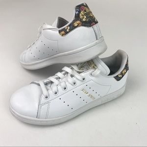 Adidas Stan Smith Floral Sneaker White Gold Sz 5.5